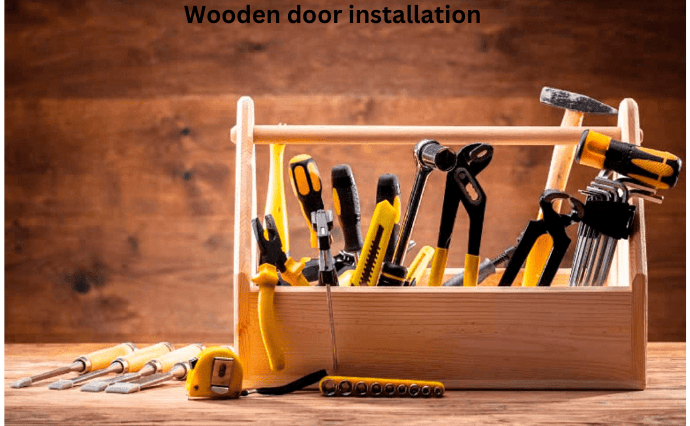 Wooden door installation in Ramoji Film City, Hyderabad